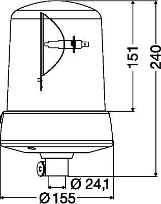 HELLA Halogen-Rundumkennleuchte, KL 7000, 24V, blau, Rohrstutzen, Höhe 240 mm, 2RL 008 063-011