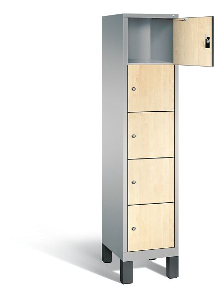 C+P Schließfachschrank Evolo, H1850xB420xT500mm, Farbe: Weißaluminium / Dekor Donau-Ahorn, 48010-125 S10128