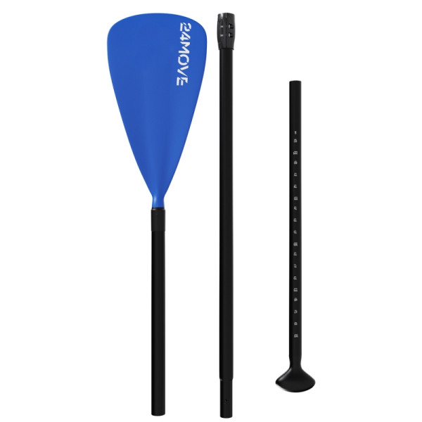 24MOVE Paddel Einzelpaddel Stechpaddel für SUP Stand Up Board, Kajak, Leicht aus Aluminium 210cm, verstellbar blau, 6108