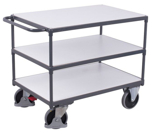 VARIOfit Schwerer ESD Tischwagen mit 3 Ladeflächen, Ladefläche: 1.200 x 800 mm, RAL 7024 graphitgrau, sw-800.662