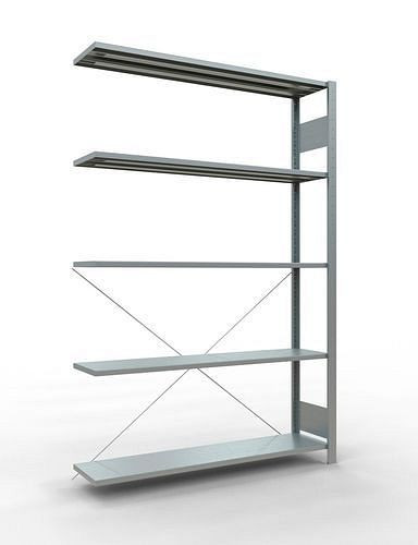 Schulte Fachbodenregal, Anbaufeld, 5 Lagerebenen, Kreuzstrebe, Fachlast 150 kg, 1306 x 336 x 2000 mm, 278708