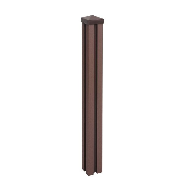 Mendler WPC-Pfosten Sarthe-WPC-Zaun, Pfeiler Pfahl, Stecksystem, 98cm, braun, 76253
