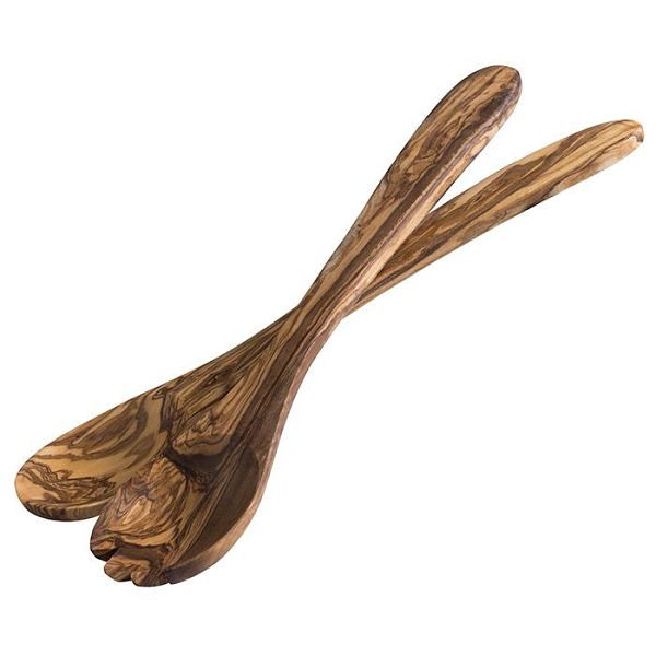 APS Salatbesteck, 2er Set -OLIVE-, je 7,5 x 6 cm, Griff: 22,5 cm, Olivenholz, 00842