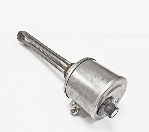 Schultze Einschraubheizkörper mit Regler/Begrenzer G1 1/2, V2A / V4A Edelstahl, Regler 30-80°C+Begrenzer 100°C 6.0kW Eintauchtiefe 470mm, EHK G112ABE6