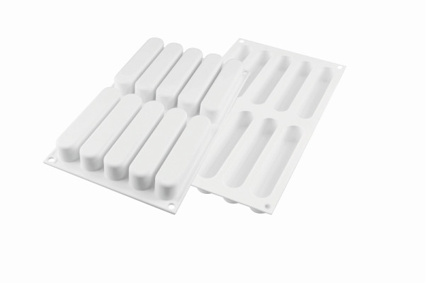 Schneider Silikon-Backform Eclairs, 10 x 80 ml, 125 x 25 mm, Höhe 25 mm, 115253