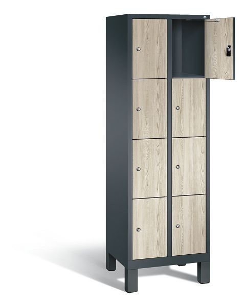 C+P Schließfachschrank Evolo, H1850xB610xT500mm, Farbe: Anthrazitgrau / Dekor Sen-Esche, 48010-204 S10198