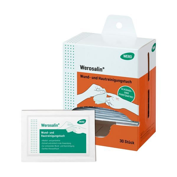 WERO Werosalin Wund- und Hautreinigungstuch, 14,2 x 16 cm, VE: 30 Stück, 51068