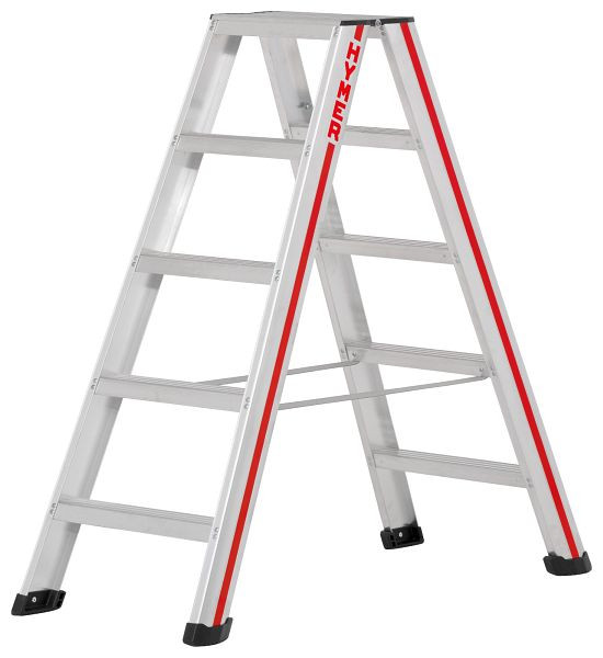 HYMER Stufenstehleiter, beidseitig begehbar, 2x5 Stufen, Länge 1,26 m, Standhöhe: 0,67 m, 602410