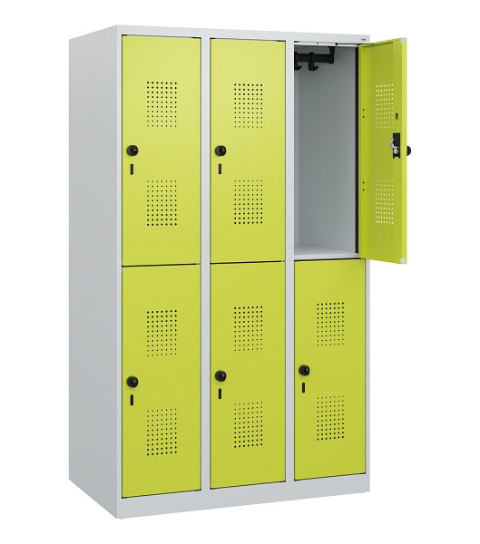 C+P Doppelstöckiger Spind Evolo PLUS, 6 Fächer, 1530x900x500mm, 7035/0024, Drehriegel, 0493005-30 S10015