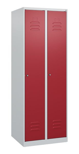 C+P Umkleidespind Classic PLUS mit Mitteltrennwand, 2 Abteile, 1700x600x500mm, 7035/3003, Zylinderschlösser, 0800007-20F S10014