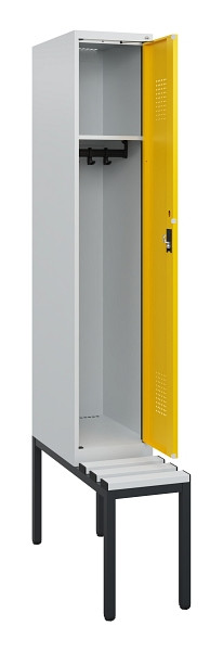 C+P Spind Evolo PLUS, 1 Abteil, 1950x300x815mm, 7035/1023, Zylinderschloss, Material Sitzfläche Kunststoff, Sitzbank, 0490505-10 S10082