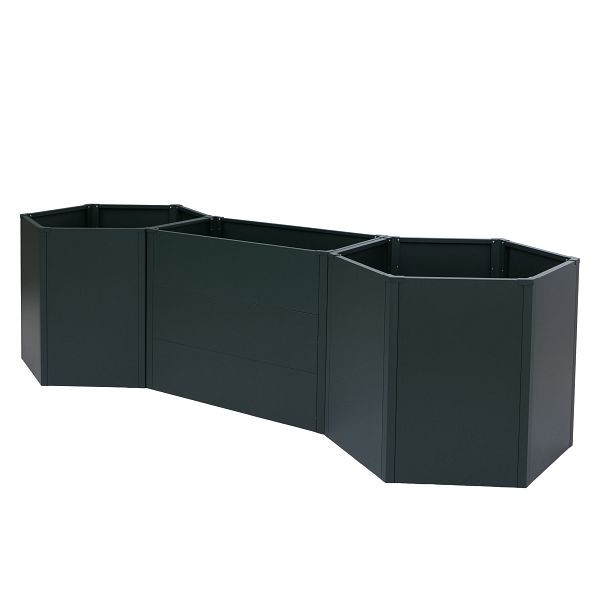 Mendler 3er-Set Hochbeet HWC-P64, Metallhochbeet Gemüse-/Pflanzbeet Blumenkasten Pflanzkübel Stahl 77x286x88cm, grün, 2x119459+119462