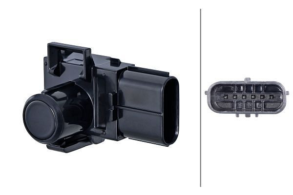 HELLA Sensor, Einparkhilfe, viereckig, 6-polig, gesteckt, lackierbar, 6PX 358 270-021