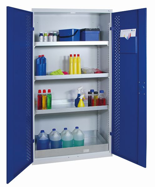 stumpf Chemikalienschrank, Abmessung 1950x1000x400 mm (HxBxT), RAL 7035/5010, StawaR-Bodenwanne und 3 Wannen dichtgeschweißt, 7599574
