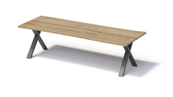 Bisley Fortis Table Natural, 2800 x 1000 mm, natürliche Baumkante, geölte Oberfläche, X-Gestell, Oberfläche: natürlich/Gestell: blankstahl, FN2810XP303