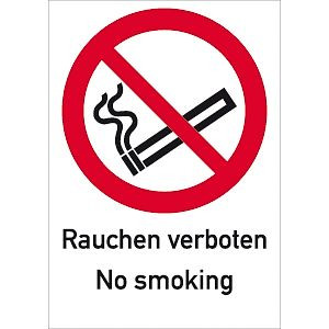Moedel Rauchen verboten No smoking ISO 7010, Kombischild, Folie, 210x297 mm, 58398