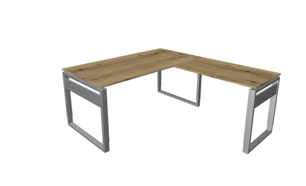 Kerkmann Schreibtisch B 1600 x T 800 x H 680-820 mm mit Anbautisch, Form 5, Asteiche, 11403855