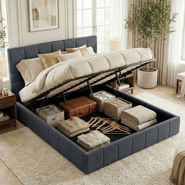 CLP Bett Ladia Stoff 180x200 cm, dunkelgrau, 327097