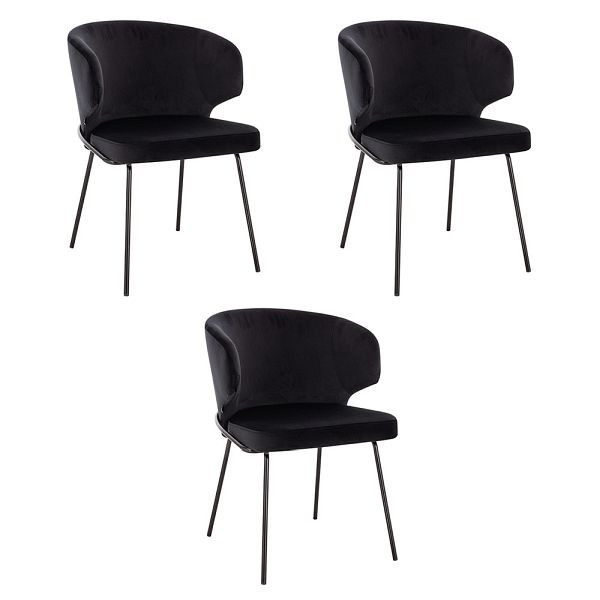 HOME DELUXE Esszimmerstuhl AMARA Samt Schwarz - Stückzahl: 3, 56007