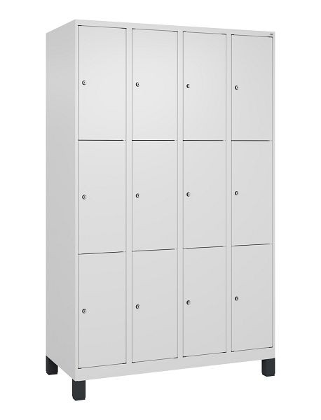 C+P Schließfachschrank Classic PLUS, Füße, 4 Abteile mit je 3 Fächern, 1950x1200x500mm, 9016/9016, 080010-403 S10014