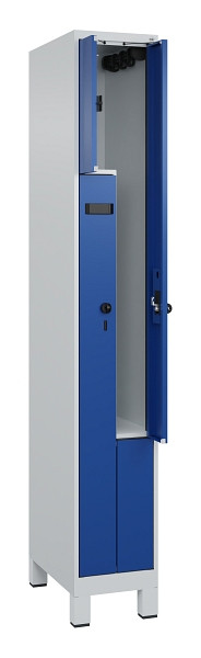 C+P Z-Spind Evolo PLUS, Füße, 2 Fächer, 1950x300x500mm, 7035/5010, Drehriegel, 049013-102 S10013