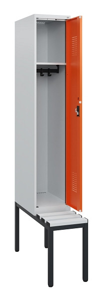 C+P Spind Evolo PLUS, 1 Abteil, 1950x300x815mm, 7035/2004, Zylinderschloss, Material Sitzfläche Kunststoff, Sitzbank, 0490505-10 S10083