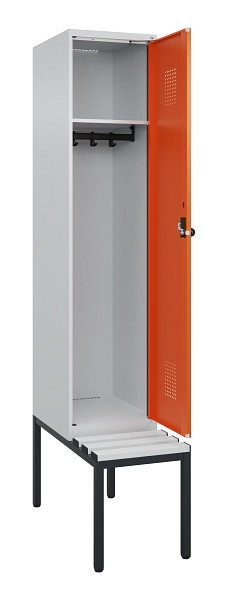 C+P Spind Evolo PLUS, 1 Abteile, 2120x400x815mm, 7035/2004, Haken 4, Drehriegel, Sitzfläche Kunststoff, Sitzbank, 0490507-12 S10056