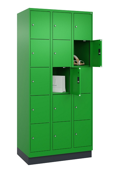 C+P Schließfachschrank Evolo PLUS, mit Sockel, 15 Fächer, 1950x900x500mm, 6037/6, 049020-305 S10026