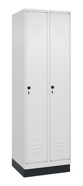 C+P Umkleidespind Classic PLUS, Sockel, 2 Abteile, 1950x600x500mm, 9016/9016, Drehriegel, 080020-20 S10014