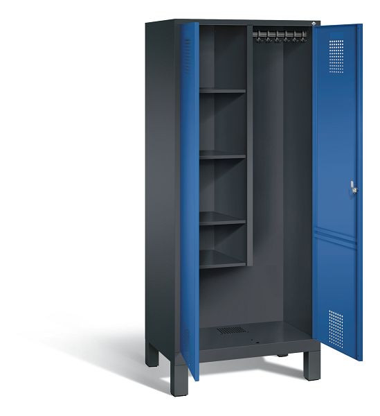 C+P Putzmittel-Spind Evolo, H1850xB810xT500mm, Farbe: Schwarzgrau / Enzianblau, 48110-02 S10092