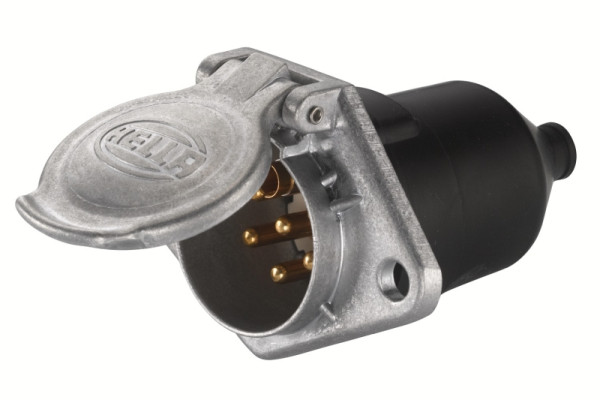 HELLA Steckdose, 24V, 7-polig, Schraubanschluss, Stecker: Schraubkontakt, Länge: 103mm, Aluminium, DIN/ISO: 3731 S-Typ, 8JB 003 834-001