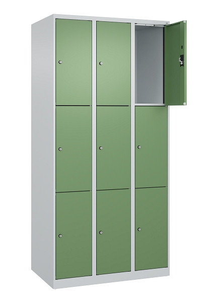 C+P Schließfachschrank Evolo PLUS, 9 Fächer, 1850x900x500mm, 7035/6011, 049000-303 S10010