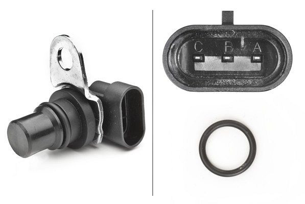 HELLA Sensor, Nockenwellenposition, 12V, 3-polig, mit Dichtung, 6PU 009 121-841