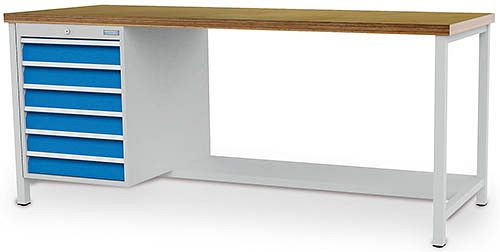 Bedrunka+Hirth Kastenwerkbank Serie 2000 R18-24, 6x 100mm, Schubladen-Vollauszug 100%, 2000 x 750 x 959 mm, 03.19.18V9