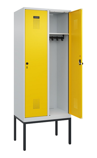 C+P Spind Evolo PLUS, Gestell, 2 Abteile, 2120x800x500mm, 7035/1023, Verschluss Drehriegel, Ablageböden 2, 0490307-22 S10001