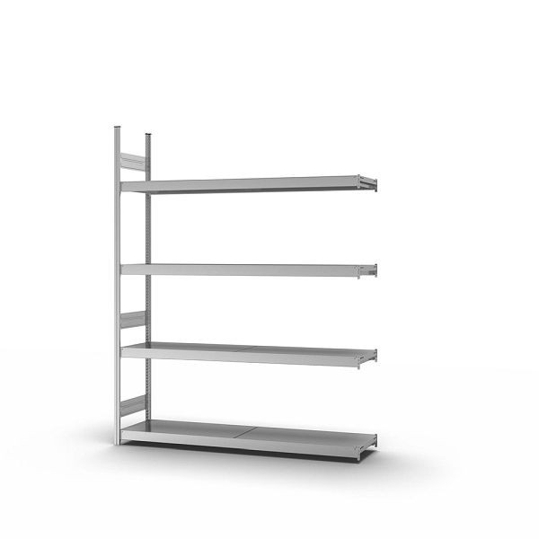 hofe Großfach-Anbauregal, 2500x400x2000 mm, 4 Fachebenen, verzinkt, 350 kg Fachlast, 1750 kg Feldlast, zweiseitige Bedienung, GZA25420B