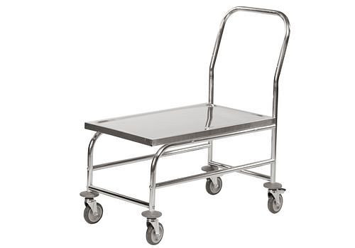 Kongamek Edelstahl-Plattformwagen KM, Höhe Plattform 495 mm, 100Kg, 850x490 mm, 4 Lenkrollen, Bremse, 255349