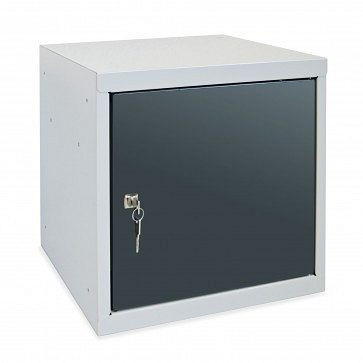 ADB Wertfach-Schließfach Zylinderschloss, Maße Korpus LxBxH 400x400x400 mm, Farbe Korpus: grau, RAL 7035/7016, 41201