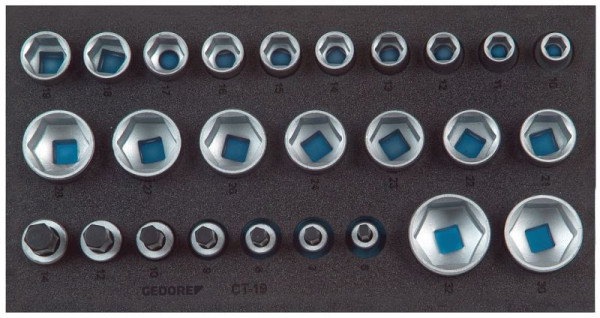 GEDORE CT-Einlage mit Sortiment, Satz Steckschlüssel-Einsätze 1/2'', 6-kant, CT, 2308908