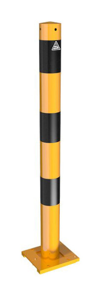 Schake Absperrpfosten Stahlrohr Ø 76 x 2,6 mm lösbar, abnehmbar gelb / schwarz, ohne Öse, 476APBG