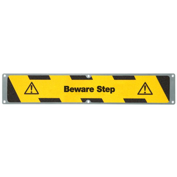 Mehlhose Antirutschplatte Aluminium mit m2 Antirutschbelag, "Beware Step" 114x635mm, APM13EF1