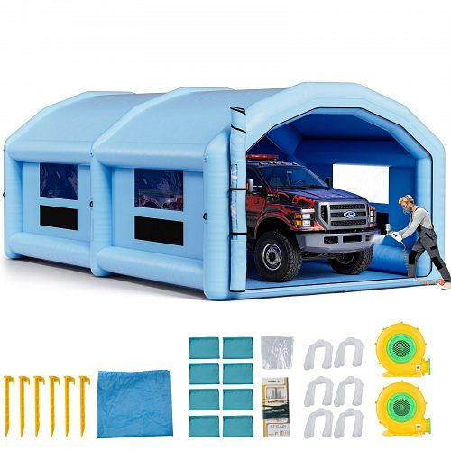 VEVOR aufblasbare Lackierkabine 10x6x4 m mit 950 W & 1100 W Gebläsen, Luftfiltersystem, Runddach, für Autoteile, CQSPQF332013DWJNH001V2