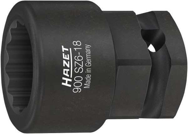 Hazet Kurbelwellen Steckschlüsseleinsatz, Vierkant12,5 mm (1/2 Zoll), Außen-Sechskant 24 mm, Außen Doppel-Sechskant-Tractionsprofil, 18 mm, 900SZ6-18