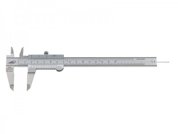 HELIOS PREISSER Taschenmessschieber, rostfreier Stahl, verchromt, Festellschraube, 1/20 1/128", Messbereich 0 - 150 mm, 195501
