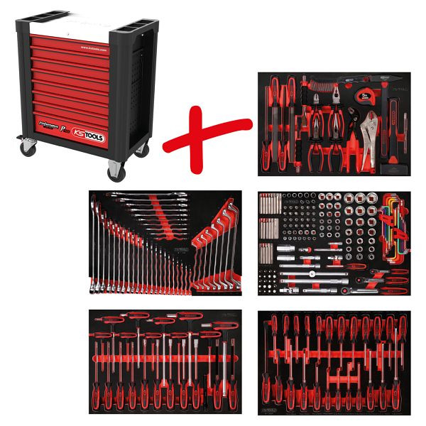 KS Tools PERFORMANCEplus Werkstattwagen-Satz P10, mit 262 Werkzeugen und 5 Schubladen, 810.5262