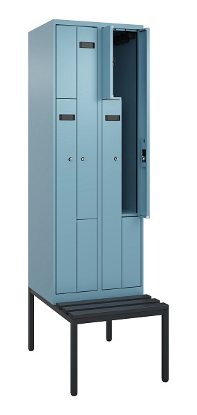 C+P Z-Spind Evolo PLUS, Bank, 4 Fächer, 2120x600x815mm, 0010/0010, Zylinderschloss, Sitzfläche Kunststoff, Sitzbank, 0490537-204 S10102