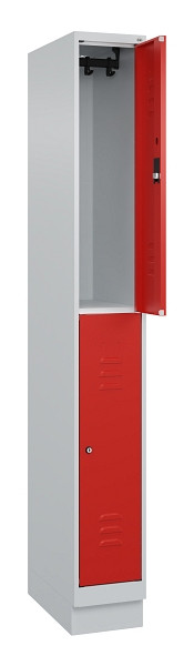 C+P Doppelstock-Spind Classic PLUS, Sockel, 1 Abteil, 1950x250x500mm, 7035/3020, 080320-19 S10017