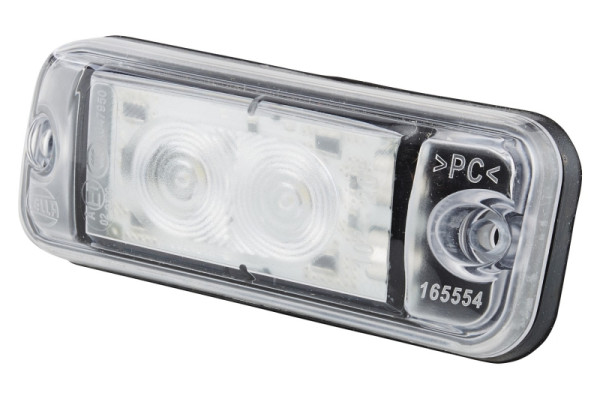 HELLA Positionsleuchte, LED, 24V, Einbau/Schraubanschluss, Lichtscheibenfarbe: glasklar, LED-Lichtfarbe: weiß, vorne, IP65, 2PF 009 514-001