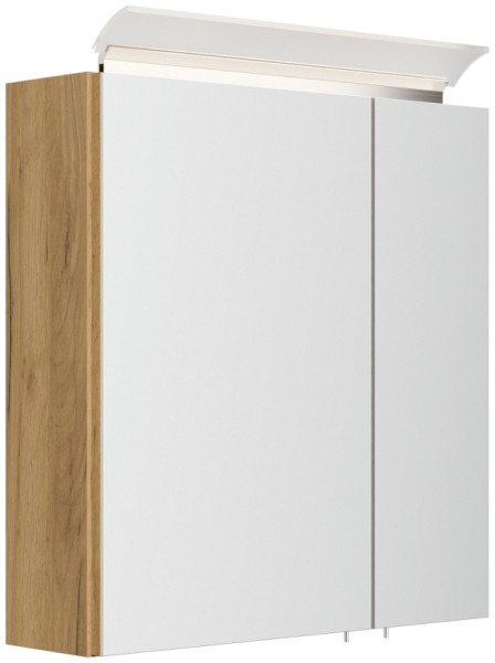 Posseik Spiegelschrank 60cm inkl. Design LED-Lampe und Glasböden eiche gold, PSPS60CM1000010DE