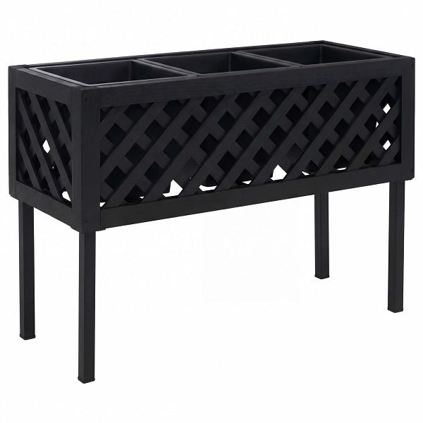 Mendler Hochbeet HWC-P86, Blumen-/Pflanzkasten Pflanzgefäß, In-/Outdoor Akazie Holz FSC®-zertifiziert 59x82x32cm, schwarz, 120467